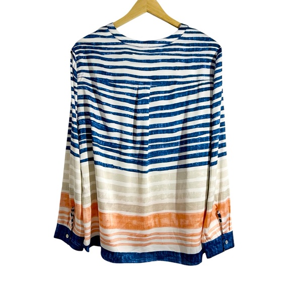 Chico’s Distressed Stripe Tunic Blouse Multicolor Size 2 Medium - Picture 4 of 14